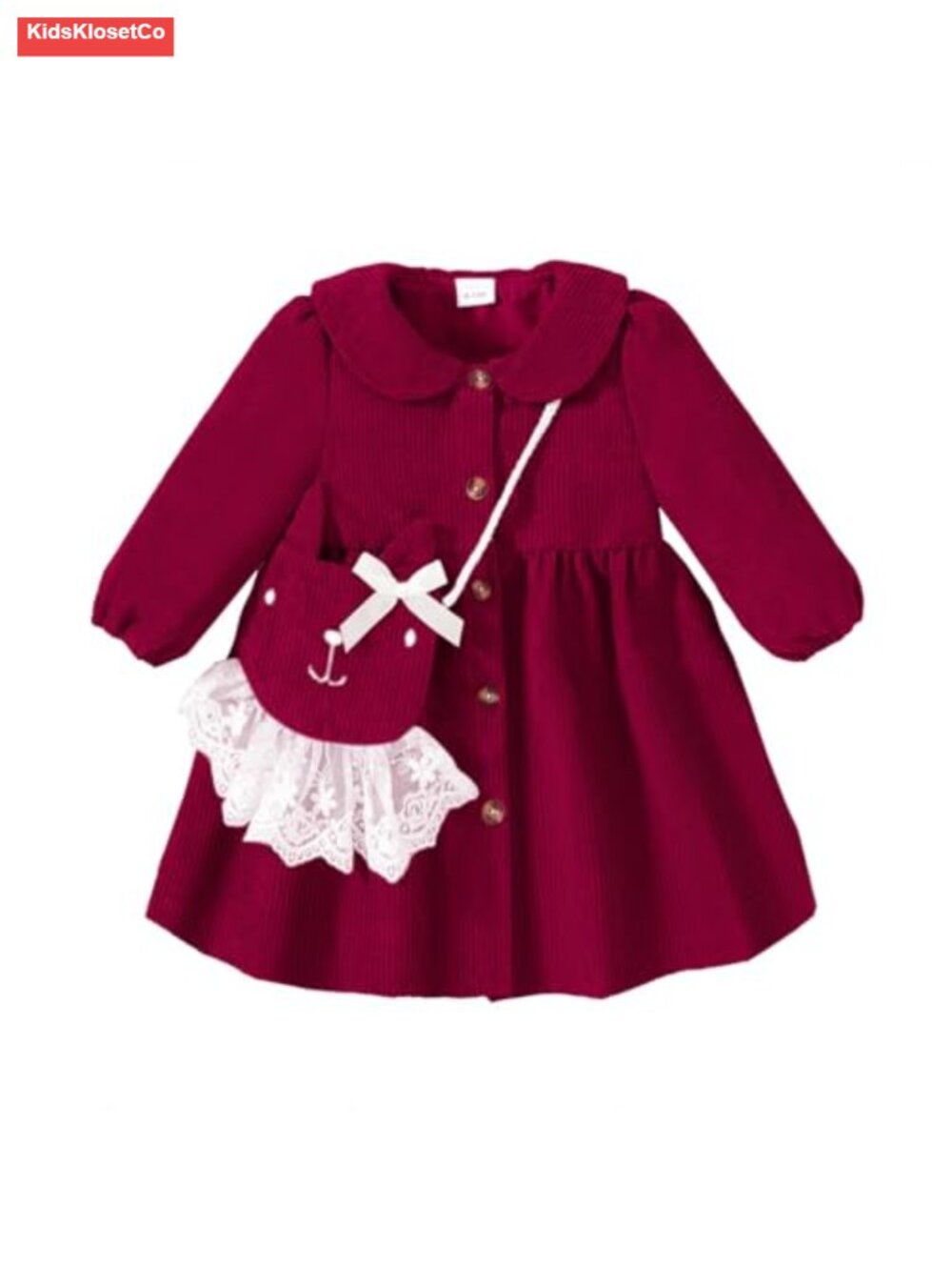 Toddler Girl Fall Dress with Satchel Long Sleeve A-Line Crew Neck